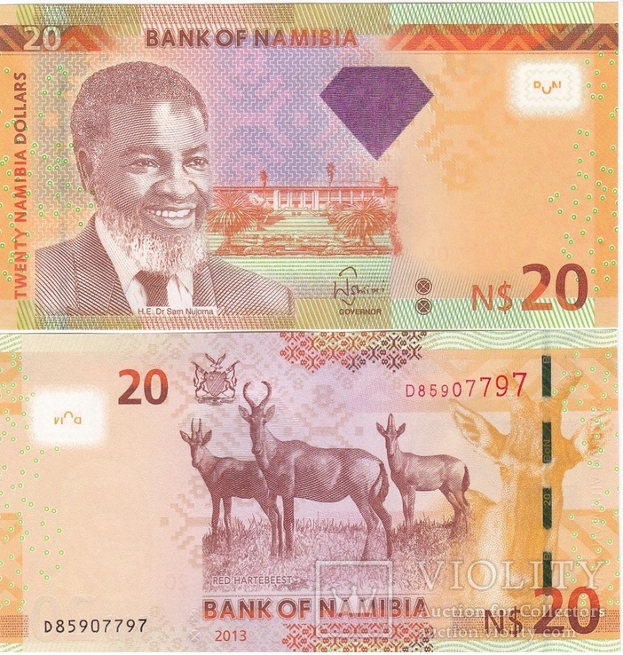 Namibia Намибия - 20 Dollars 2013 UNC JavirNV