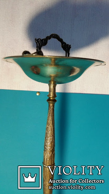 Высокая пепельница с ручкой бронза латунь, фото №9