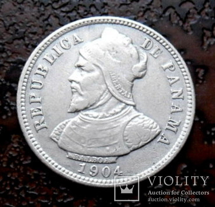 10 сентесимо Панама 1904 состояние XF серебро, фото №2