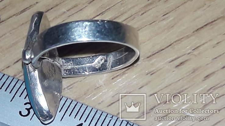 Серьги и кольцо серебро с бирюзовой вставкой, фото №4
