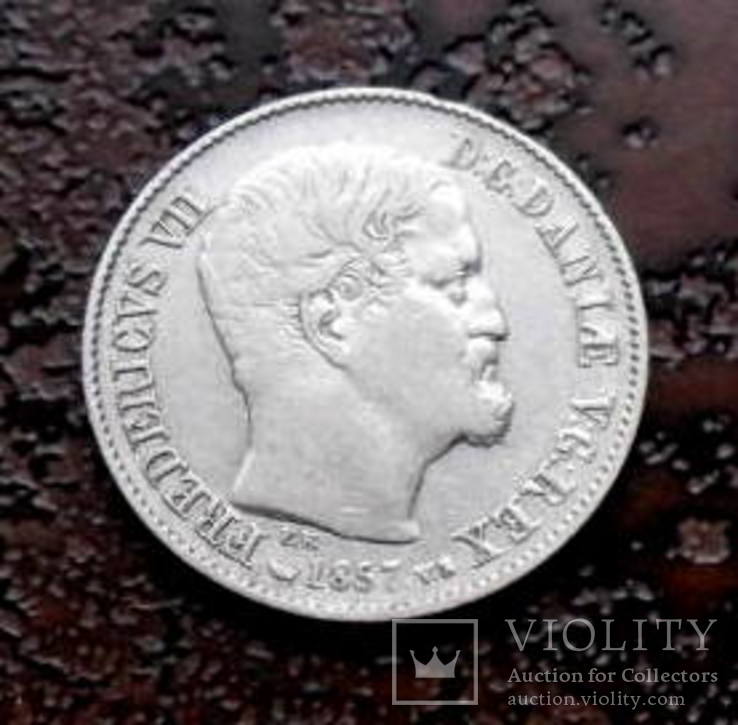 16 скиллингов Дания 1857 состояние серебро, фото №2