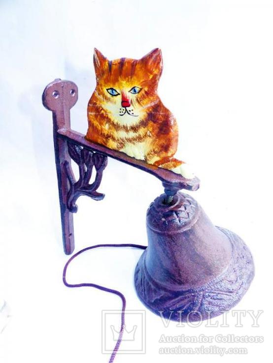 Дверной колокольчик - чугун - кот котик, фото №2