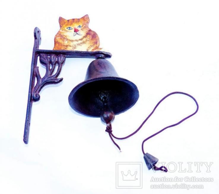 Дверной колокольчик - чугун - кот котик, фото №3