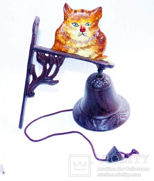 Дверной колокольчик - чугун - кот котик, фото №4