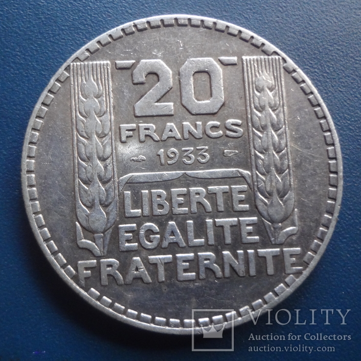 20 франков 1933  Франция  серебро   (Э.6.3)~, фото №2