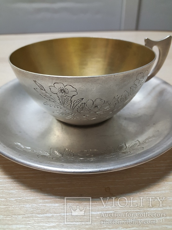 Чашка и Блюдце, серебро 875*, фото №8