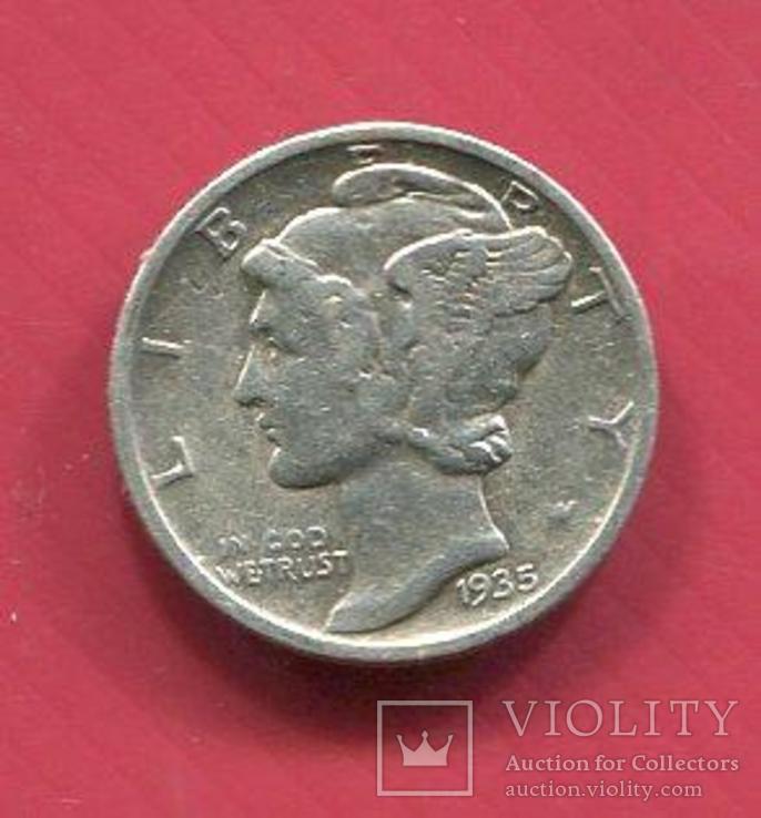 США 10 центов (дайм) 1935 Меркури, фото №2