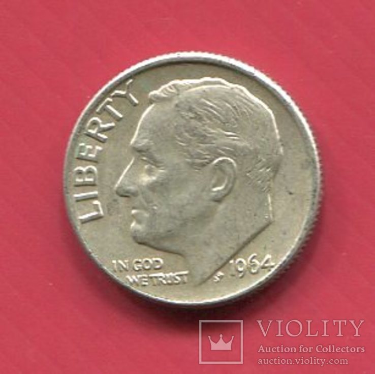 США 10 центов (дайм) 1964 ,,D,,, фото №3