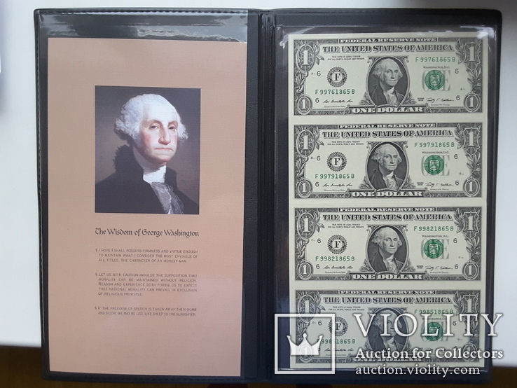 Буклет 1 × 4 Доллары США Неразрезанный с сертификатом, фото №3