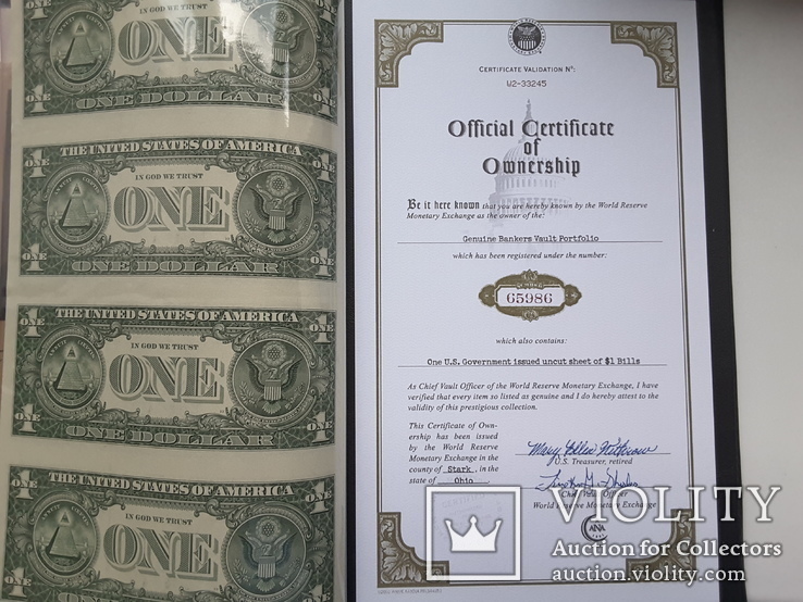 Буклет 1 × 4 Доллары США Неразрезанный с сертификатом, фото №4