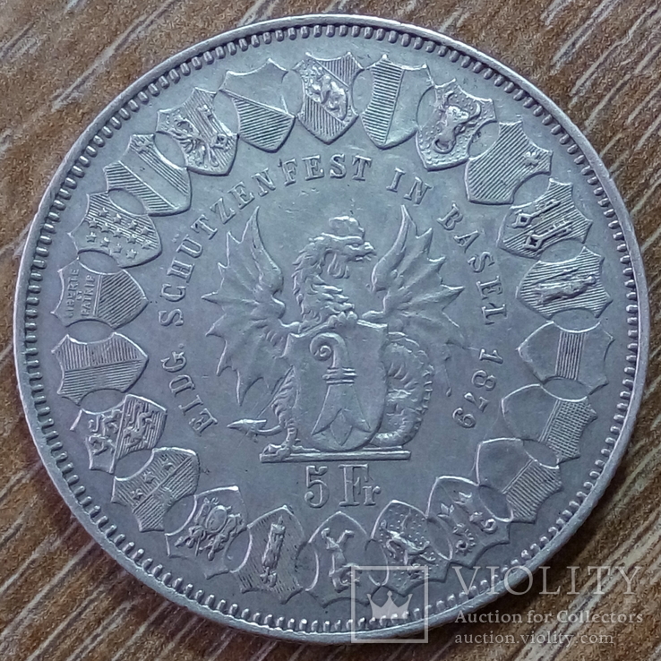 Швейцария 5 франков 1879 г., фото №2
