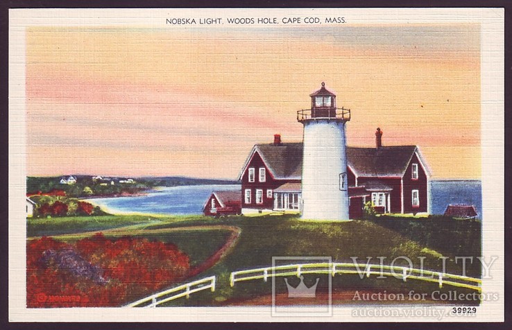 Маяк Nobska Light, Woods Hole, Cape Code, штат Массачусетс (США, 1930-е годы)