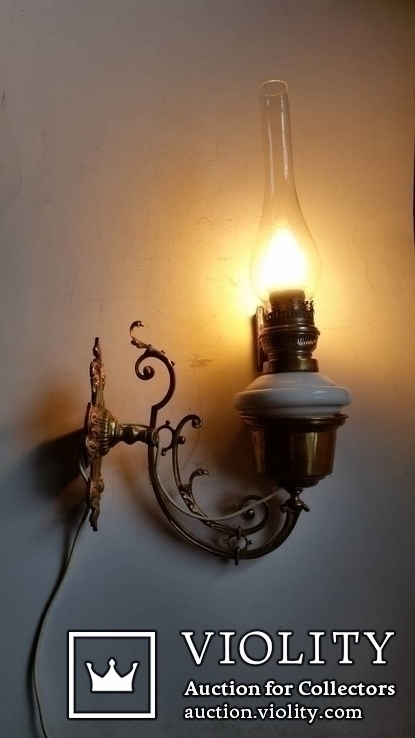 Бра Лампа, латунь, скло, фото №5