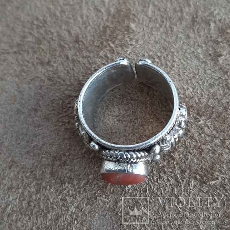 Масивное Кольцо с кораллом (серебро 800 пр, вес 7 гр), фото №6