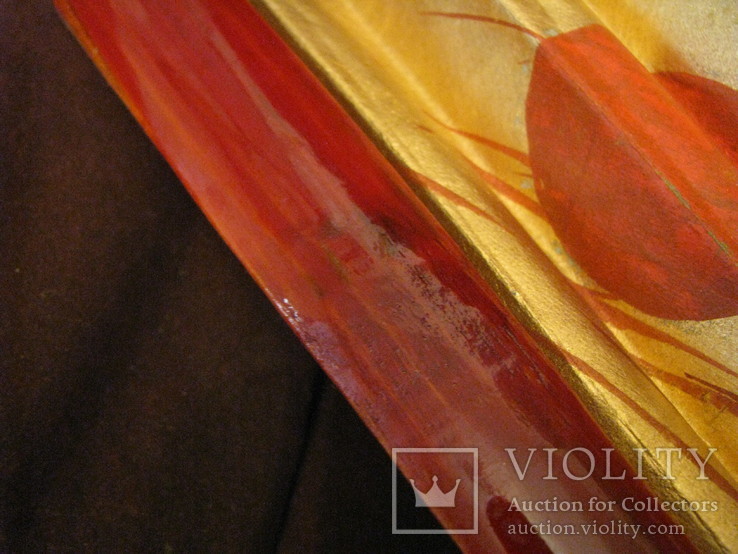 Декоративный коллекционный веер - Журавли - бумага,дерево ,роспись., фото №7