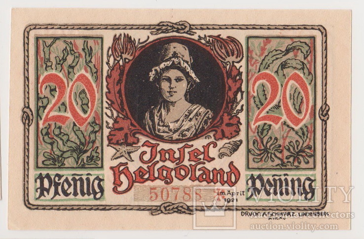 20 пфеннингов,Германия,Helgoland,апрель 1921 года, фото №3