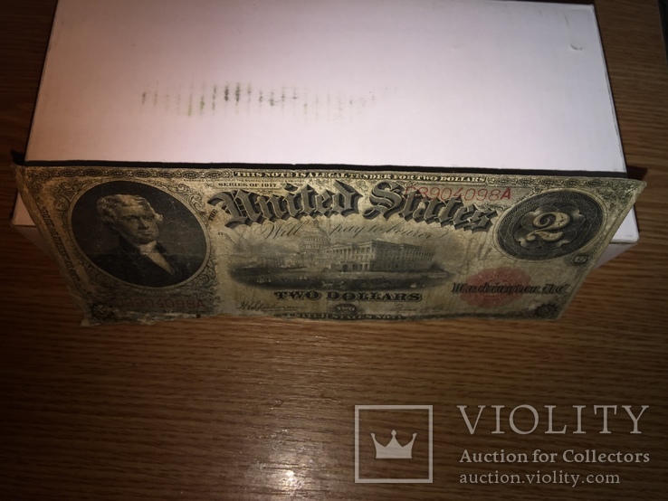 Большые старые 2 $ доллара США 1917 год. Two USA Dollars big size