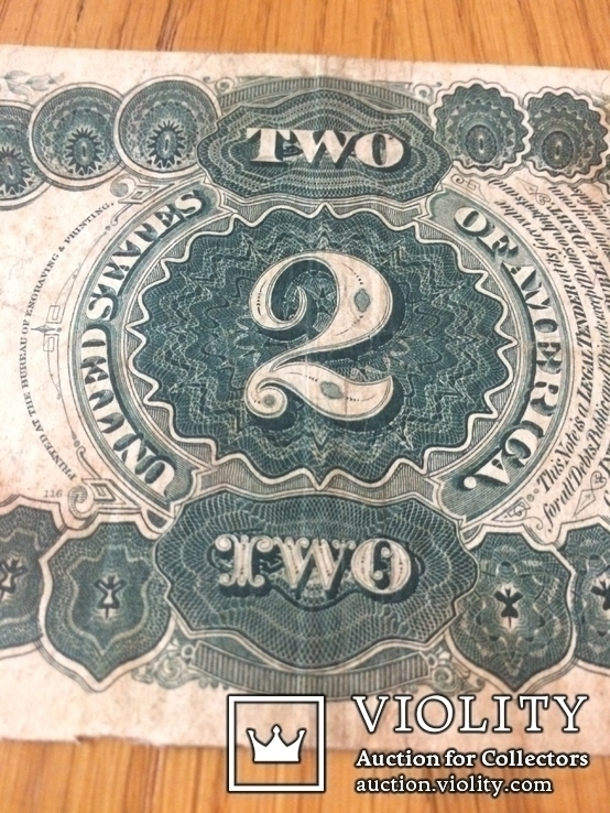  1917 год. Большые старые 2 $ доллара США Two USA Dollars big size, фото №4