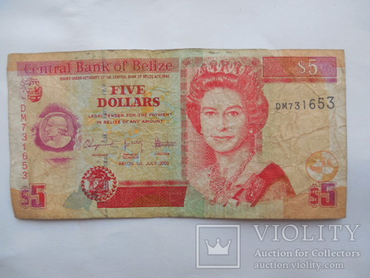 Belize Белиз - 5 долларов Dollars 2009 год