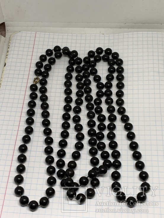 Винтажные черные бусы 37 грамм, фото №5