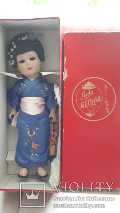 Кукла паричковая красивая гейша в родной коробке клеймо, фото №4