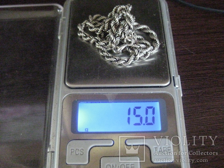 Цепочка Жгутик советское серебро 916, звезда, 15 грамм, фото №5