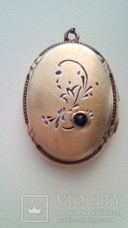 Дореволюционный серебряный кулон в позолоте, фото №2