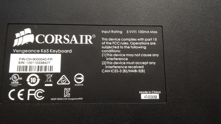 Клавиатура игровая Corsair Vengeance K65 Compact Mechanical USB FR, numer zdjęcia 5