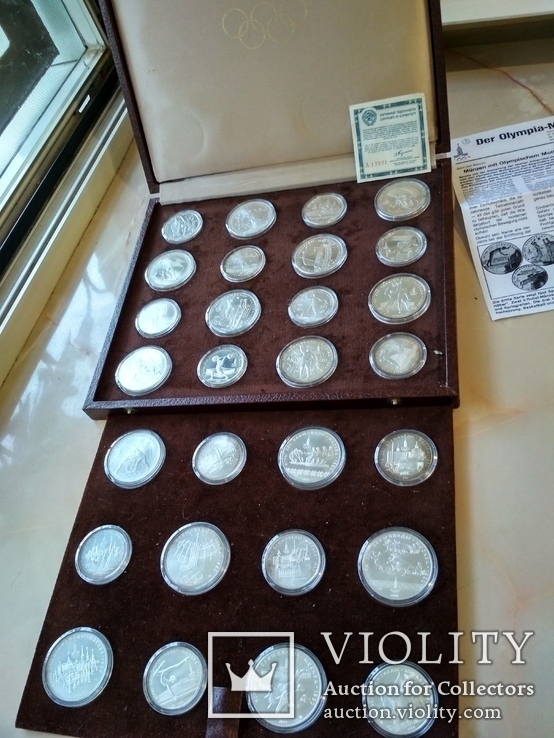 Олимпиада 1980 серебро СССР набор монет в футляре сертификат, фото №3