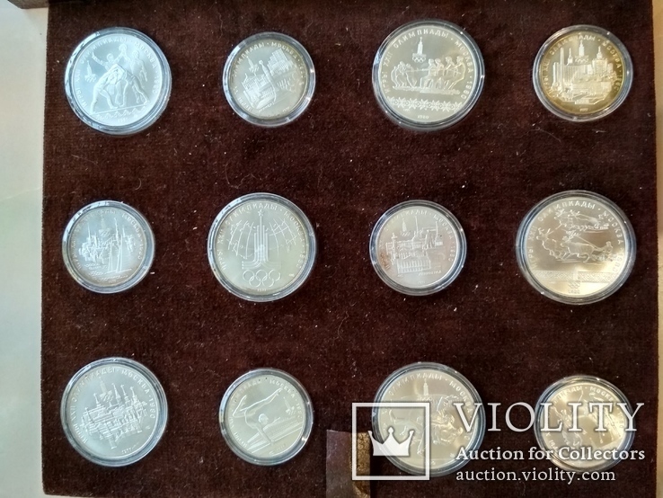 Олимпиада 1980 серебро СССР набор монет в футляре сертификат, фото №5