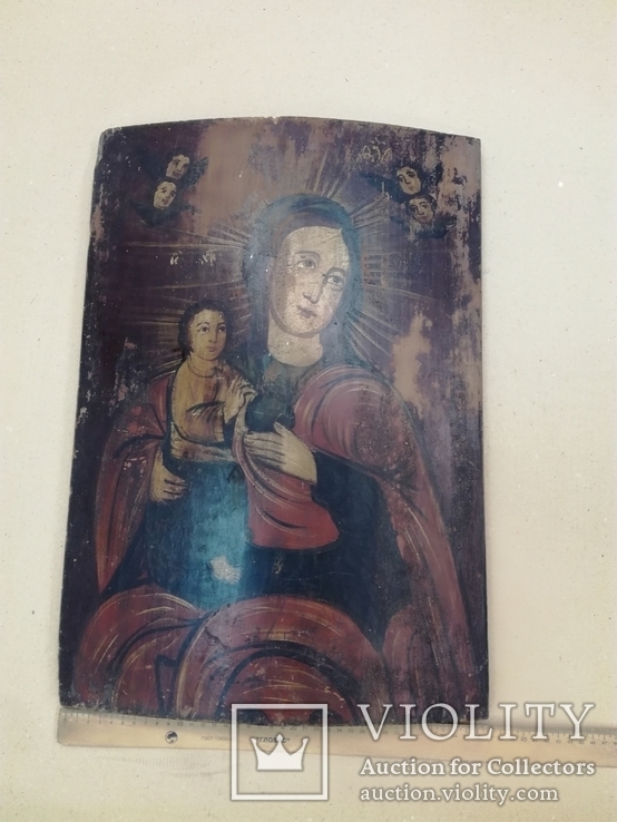 Народная икона Богородица большого размера. 53,5х37см., фото №7