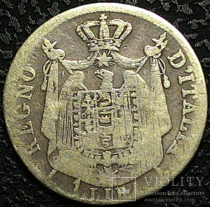 Французская Италия 1 лира 1808 год серебро, фото №2