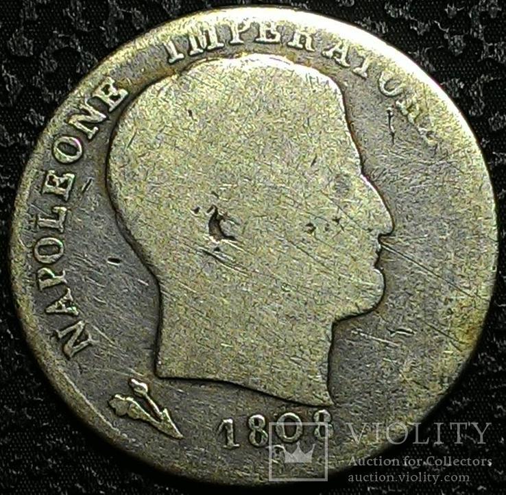 Французская Италия 1 лира 1808 год серебро, фото №3