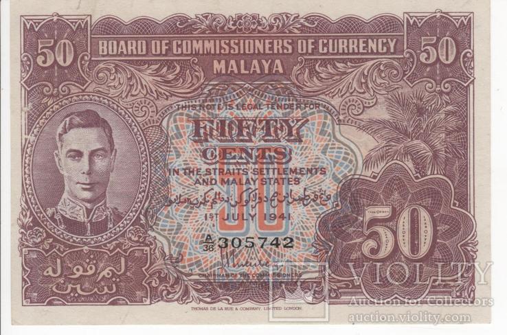 50 центов 1942 , Британская колония Малайя ., фото №2
