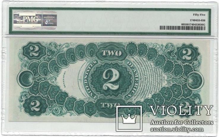 USA США 2 доллара 1917 UNC large size banknote PMG 55, фото №3