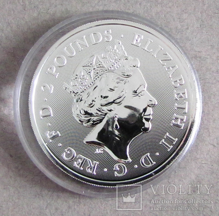 2019 Великобритания 2 фунта "Герб Великобритании" Серебро 1 унция, фото №4