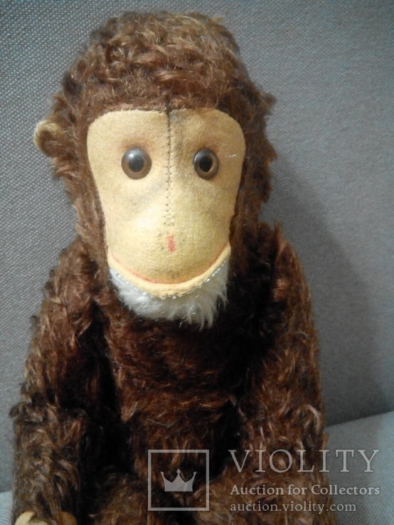  Старинная обезьяна Джоко Jocko Hermann 43см пищик Германия, фото №3