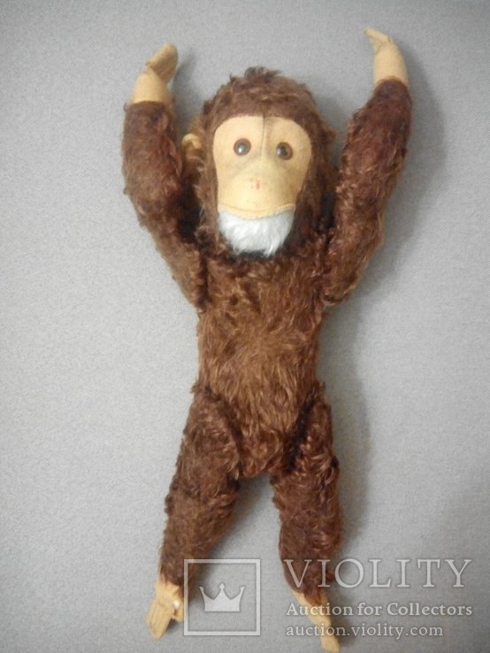  Старинная обезьяна Джоко Jocko Hermann 43см пищик Германия, фото №6