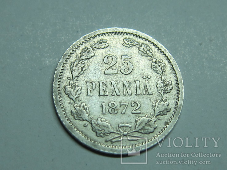 25 пенни. Финляндия 1872г. S. года тираж 400.000, фото №2