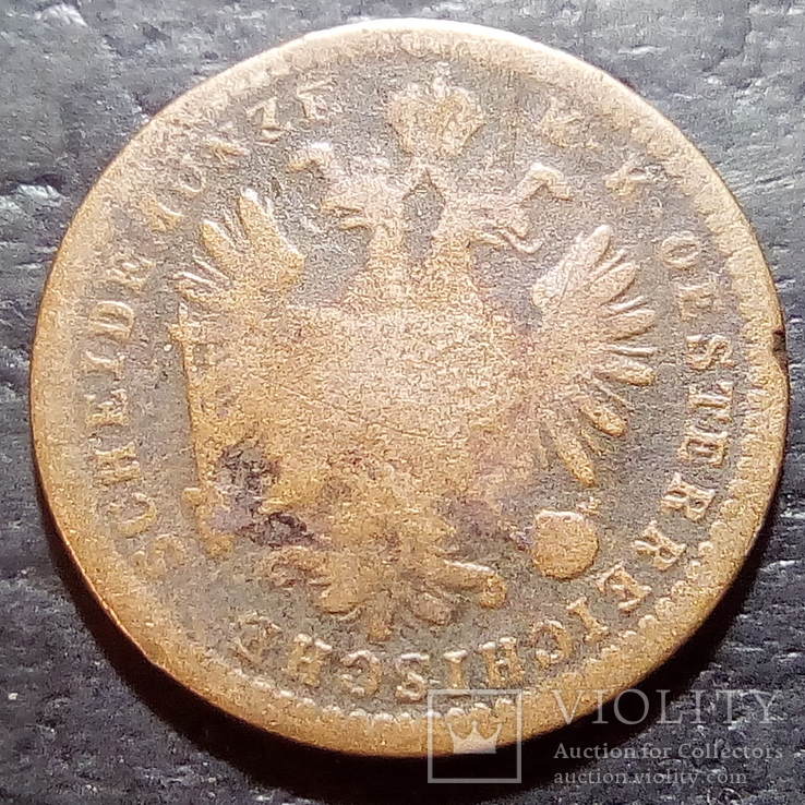 Австрия 1 крейцер 1860 год  Метка монетного двора А  Видень.  (494), фото №3