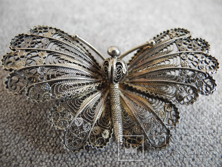 Сканевая брошь бабочка (серебро 925 пр, вес 10 гр), фото №2