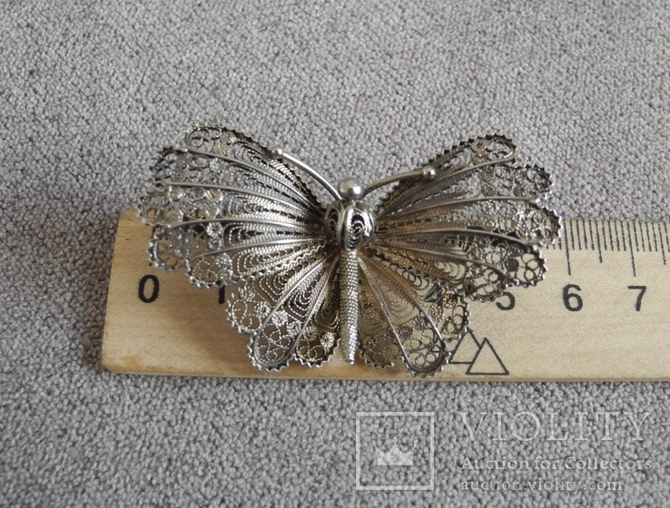 Сканевая брошь бабочка (серебро 925 пр, вес 10 гр), фото №6