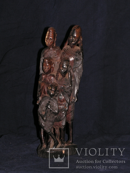 Деревянная фигурка " Семья Массаи" , 60-е, Кения., фото №2
