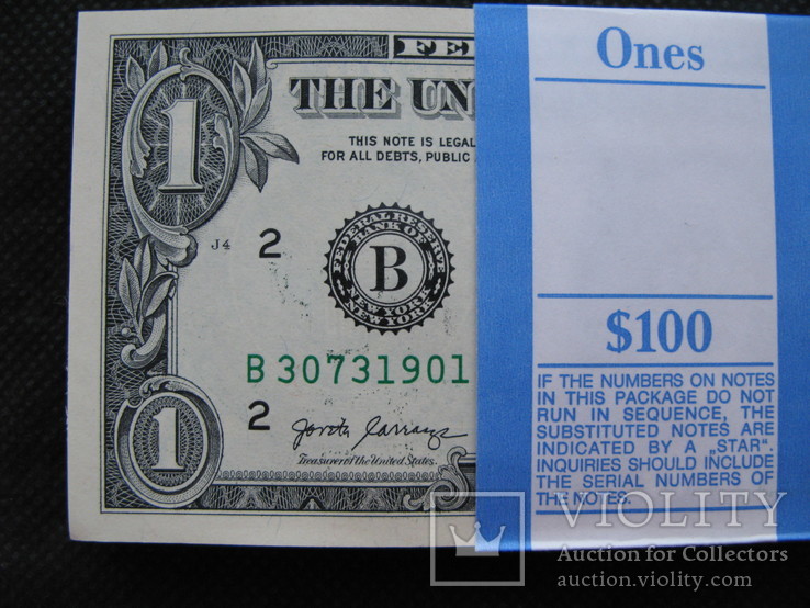 1 долар США 2017рік UNC (1 корінець 100 доларів номер в номер), фото №4