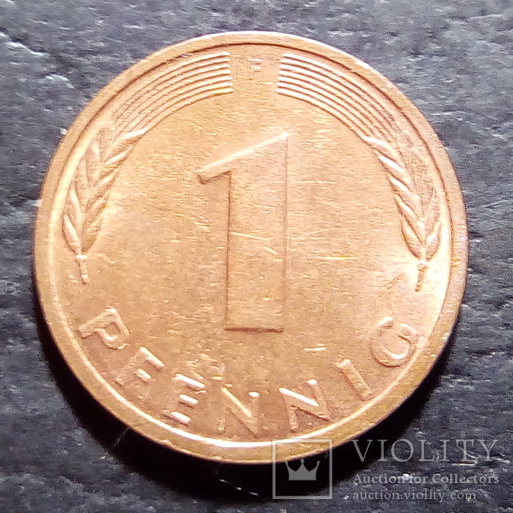 Германия 1 пфенинг 1982 год Метка монетного двора (F) Штутгарт  (498), фото №2