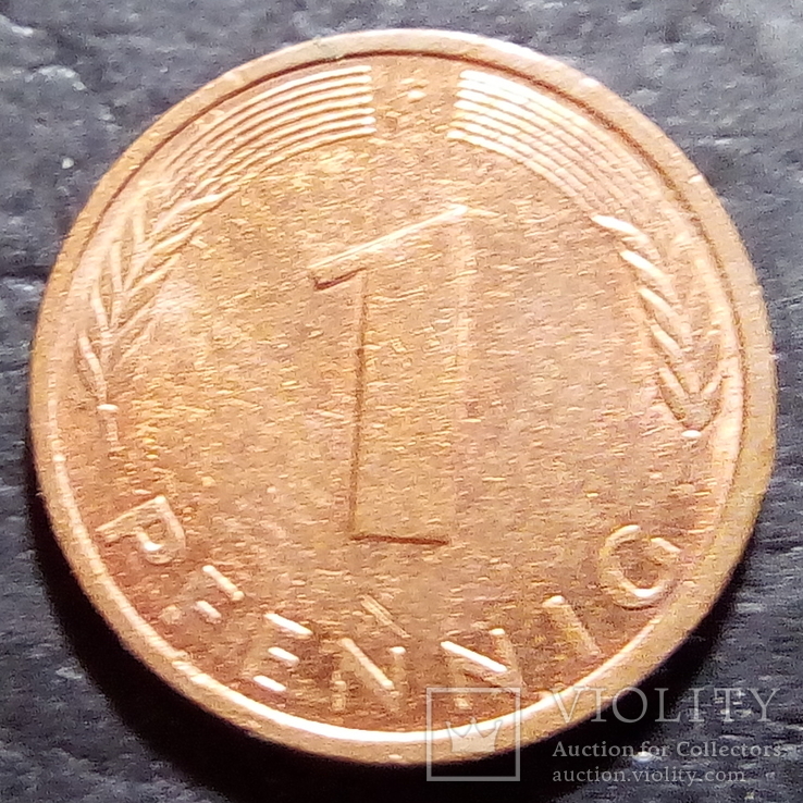Германия 1 пфенниг 1996 год Метка монетного двора (F) Штутгарт  (502), фото №2