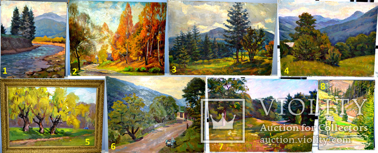 Большой лот картин (8 картин) Картон, холст, масло. 1960-1970-е года