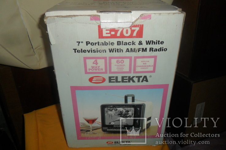 Телевизор Elekta E-707 Japan с радио документы коробка, фото №12