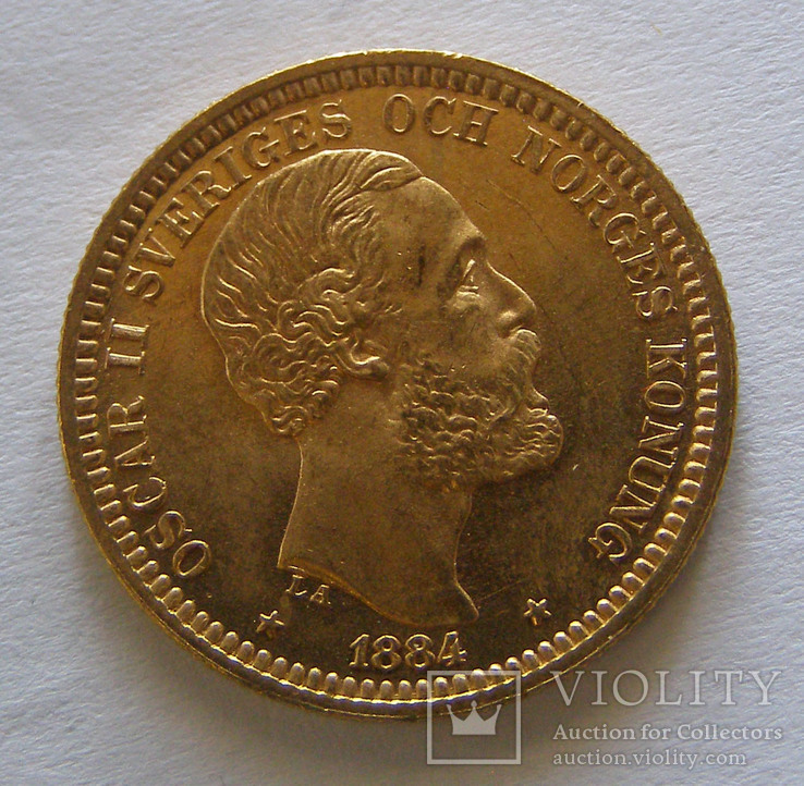 Золото 20 крон 1884 г. Швеция, фото №3