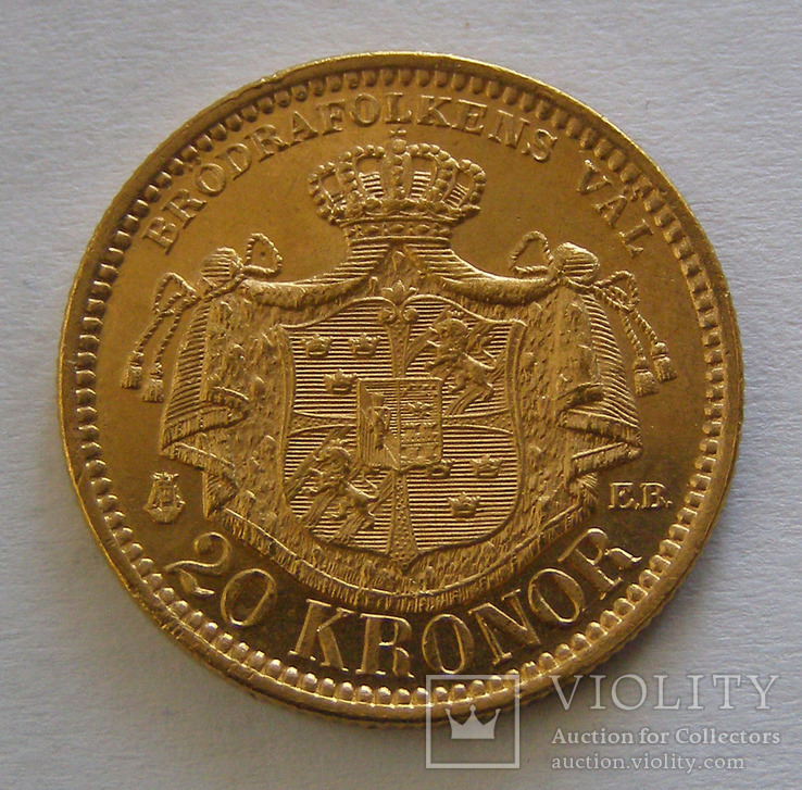 Золото 20 крон 1884 г. Швеция, фото №4